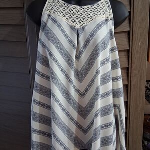 Xhilaration Navy and Cream Top